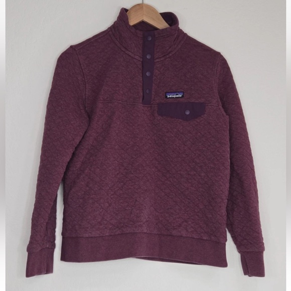 Patagonia Sweaters - Patagonia Womens‎ Organic Cotton Quilt Snap-T Pullover Light Balsamic Burgundy S